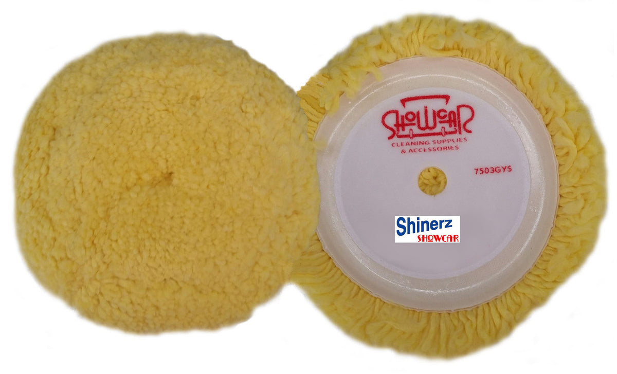 BS-7503GYS Wool Hook & Loop Polishing Pad Yellow | Buff and Shine | For Car Detailing