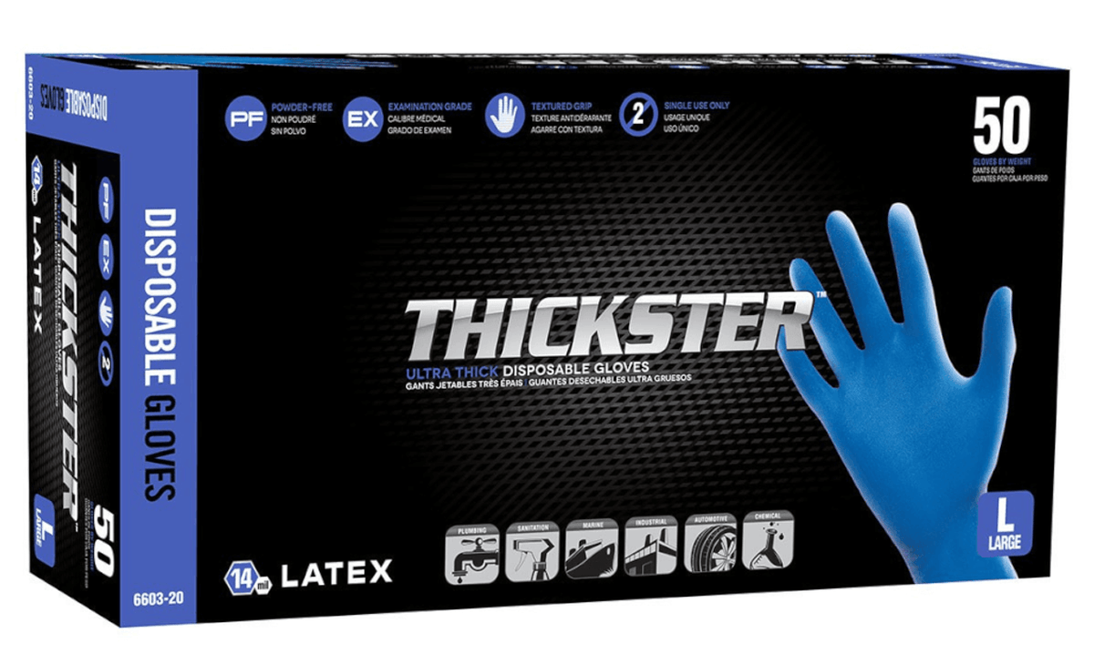 •	Powder-free exam grade latex
•	Thickness: 14mil
•	12” length for added protection
•	Beaded cuff for easy donning
•	Fully textured for superior grip
•	Strong yet soft and flexible
•	50 gloves per box